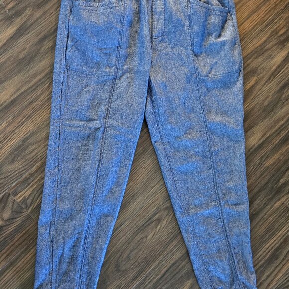 OLD NAVY Blue Rayon & Linen Chambray High-Rise Straight Taper Pants SIZE M - Picture 5 of 7